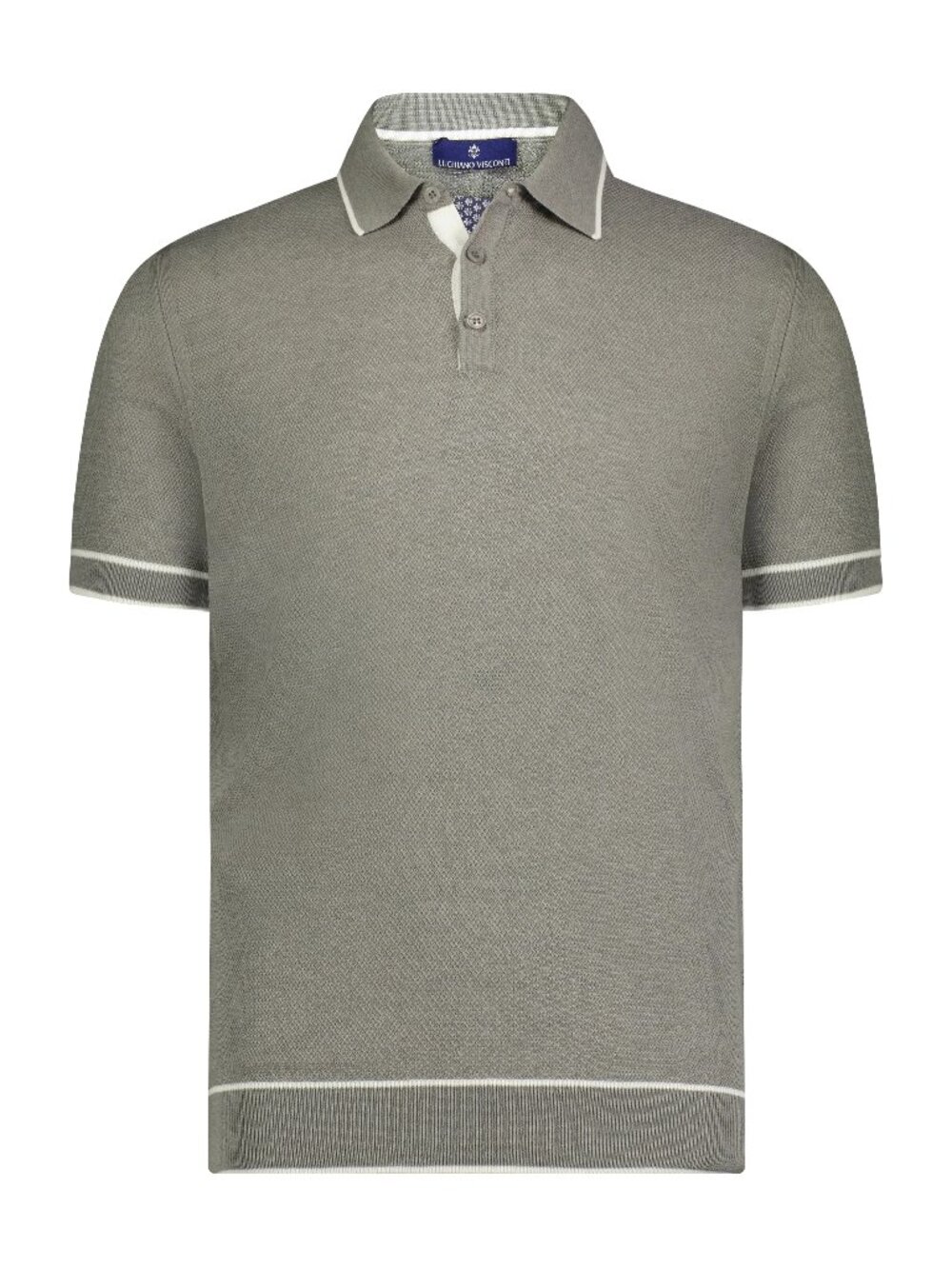 Luchiano Visconti Grey with White Trim Short Sleeve Knit Polo/20298